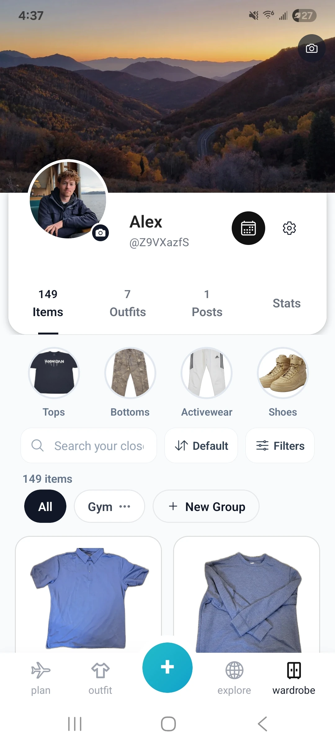 StyleStreak wardrobe items tab screen
