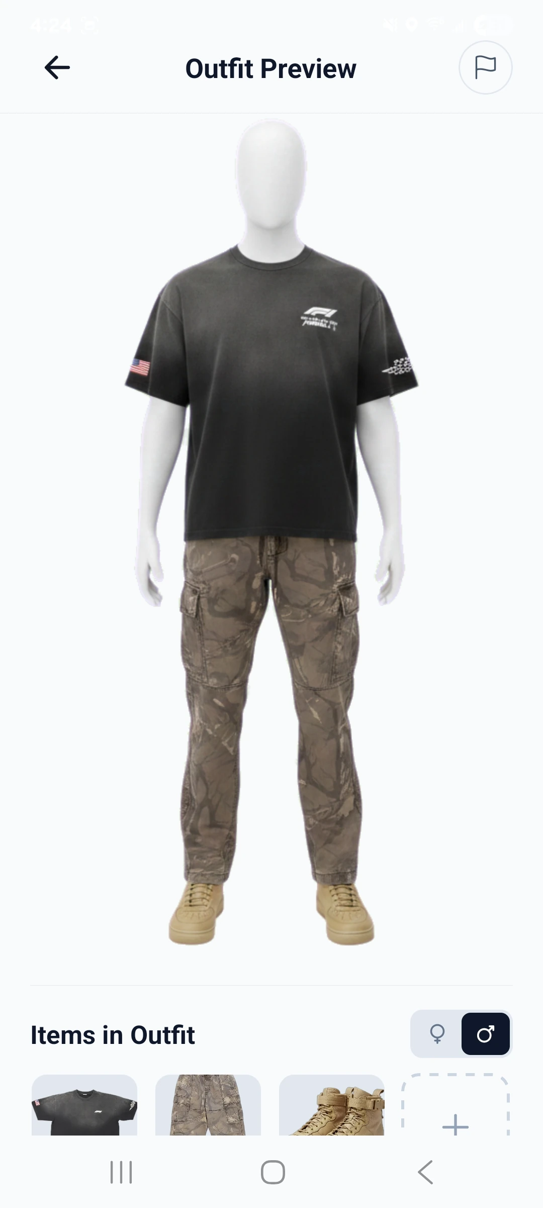 StyleStreak outfit preview screen
